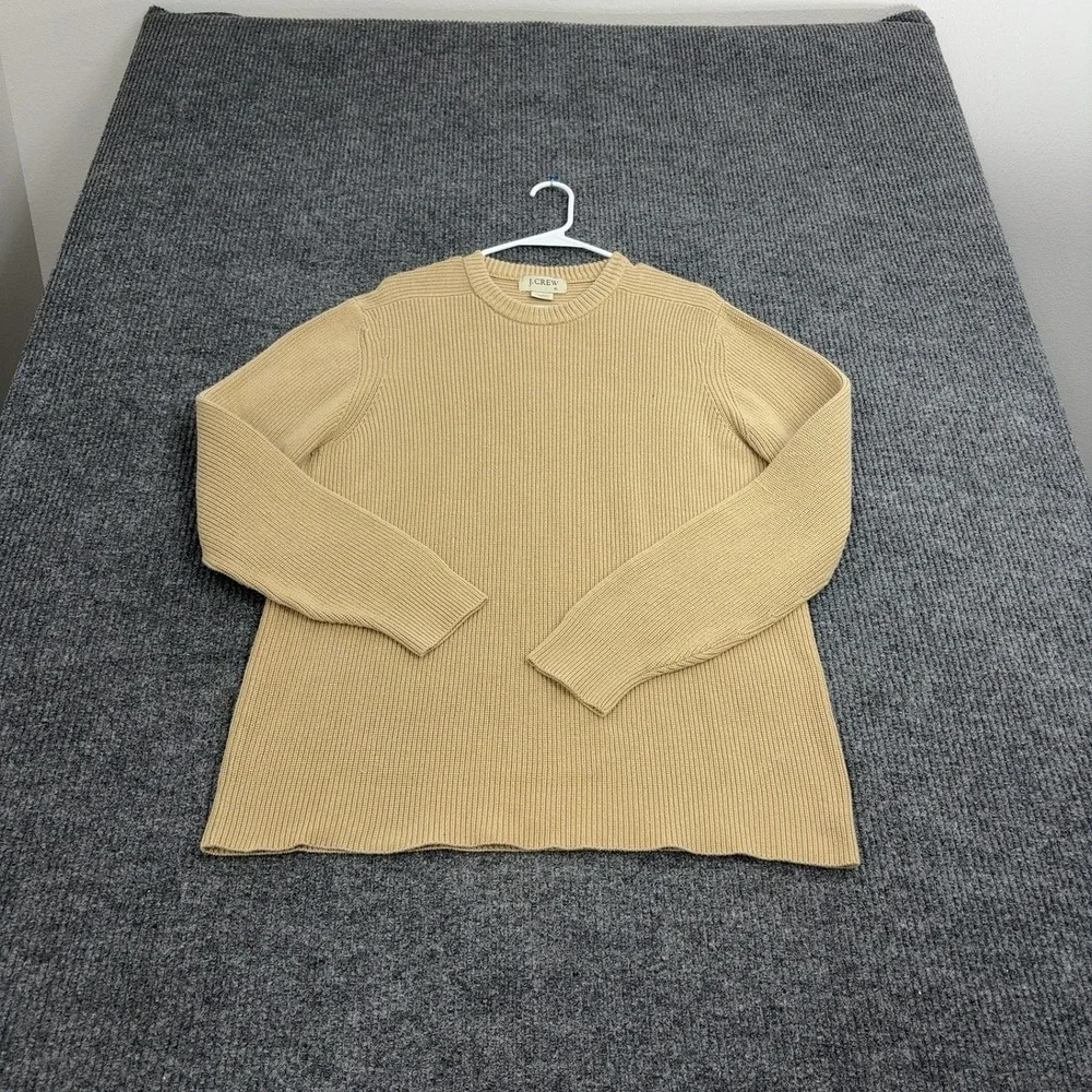 J Crew Sweater Mens XL Tan‎ 100% Cotton Ribbed Crewneck Classic Casual Preppy